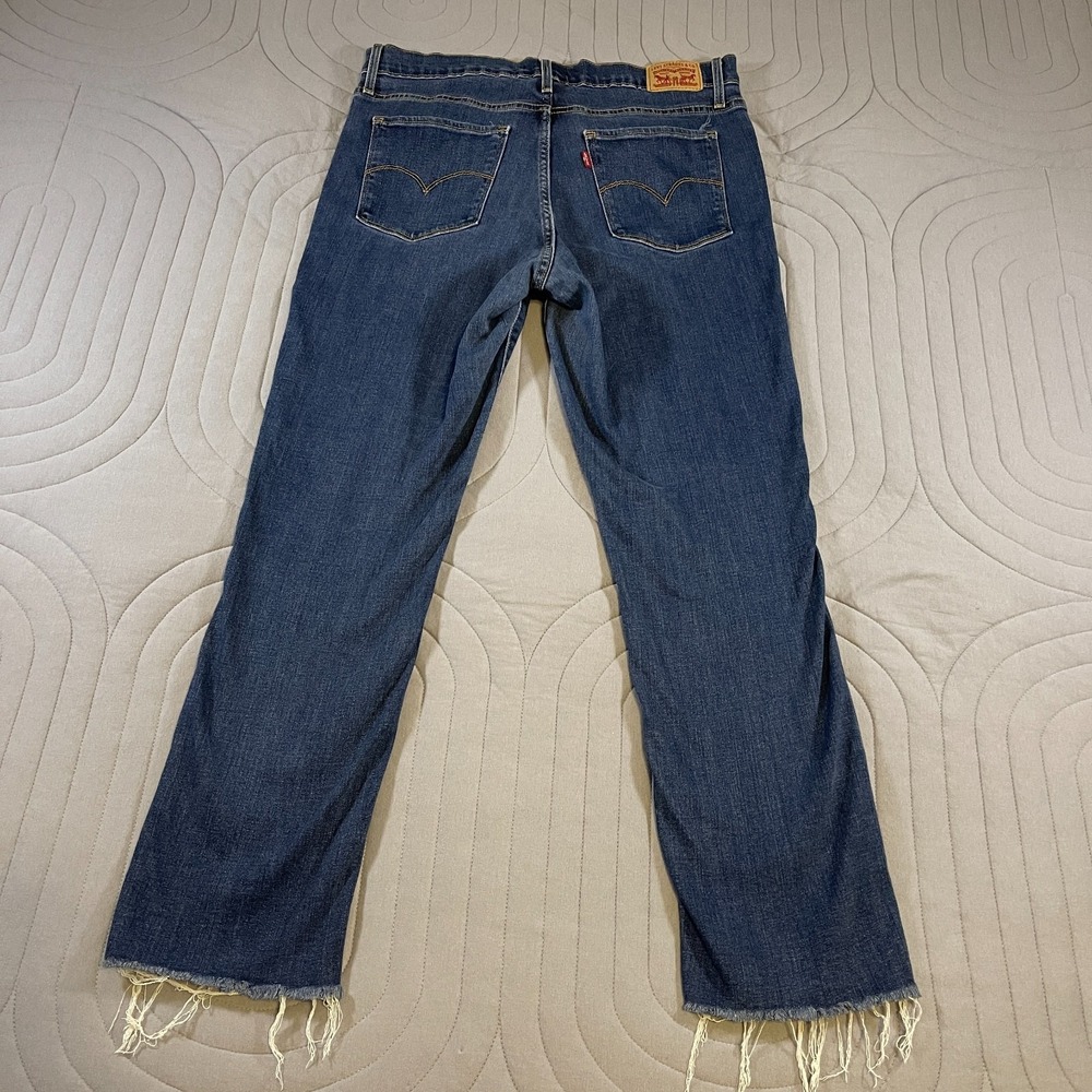 Levi's Womens 724 High Rise Straight Jeans Size 33 Medium Wash Frayed Hems - Picture 11 of 13